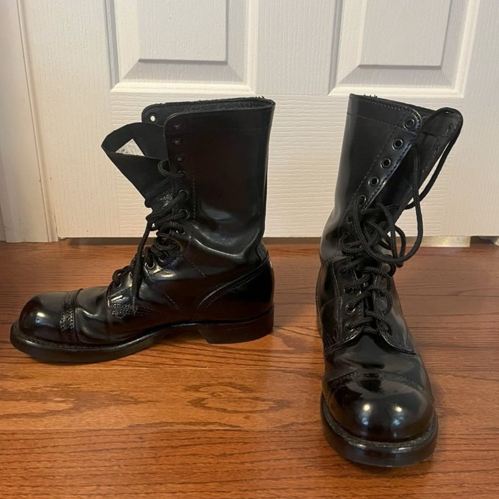 US Army Men's Black Leather Jump Boots Size 8